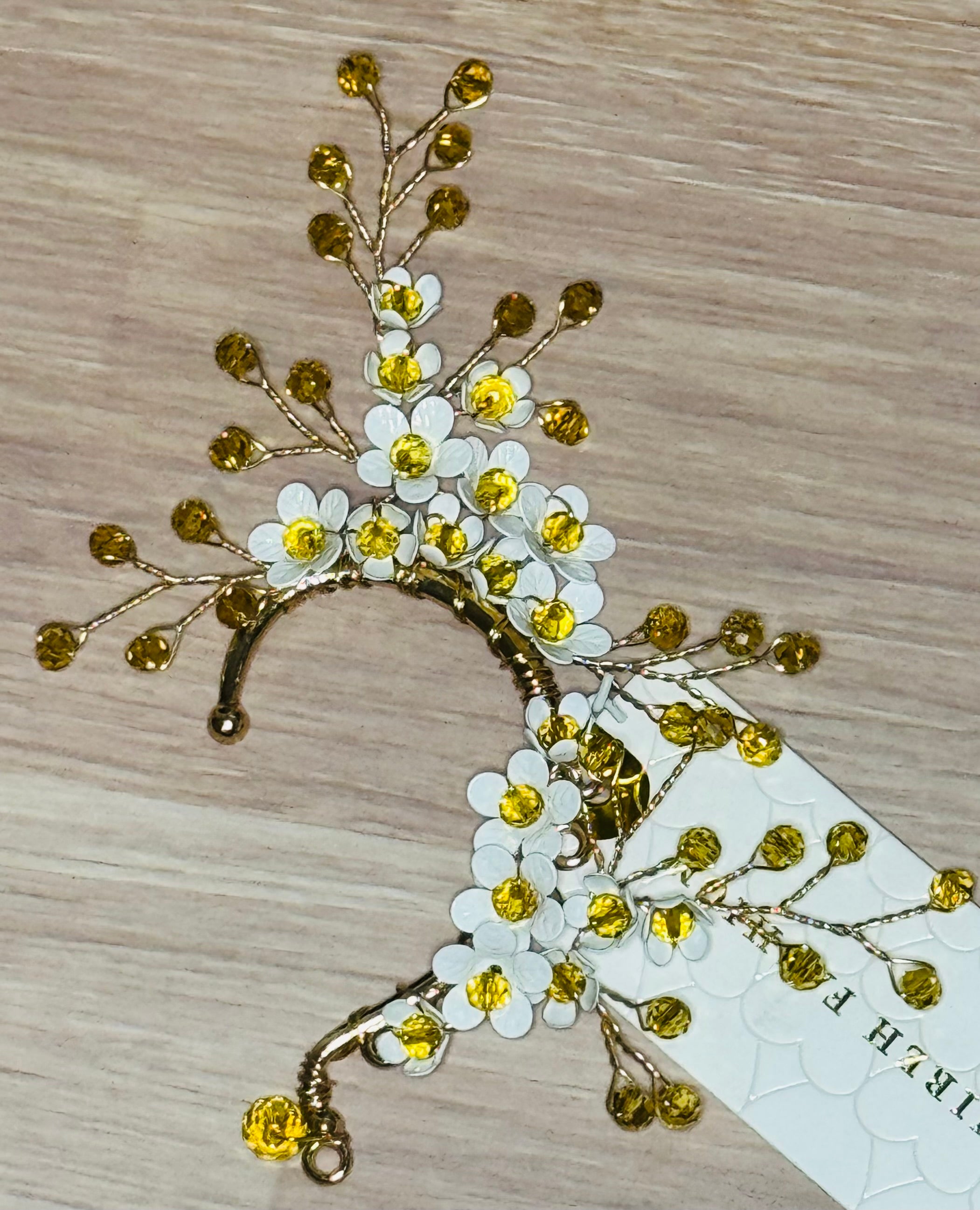Golden Amber Daisy Ear Cuff - No Piercing Needed