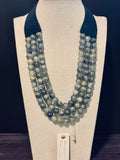 Navy Strand Faux Leather Beaded Necklace – Magnetic Clasp