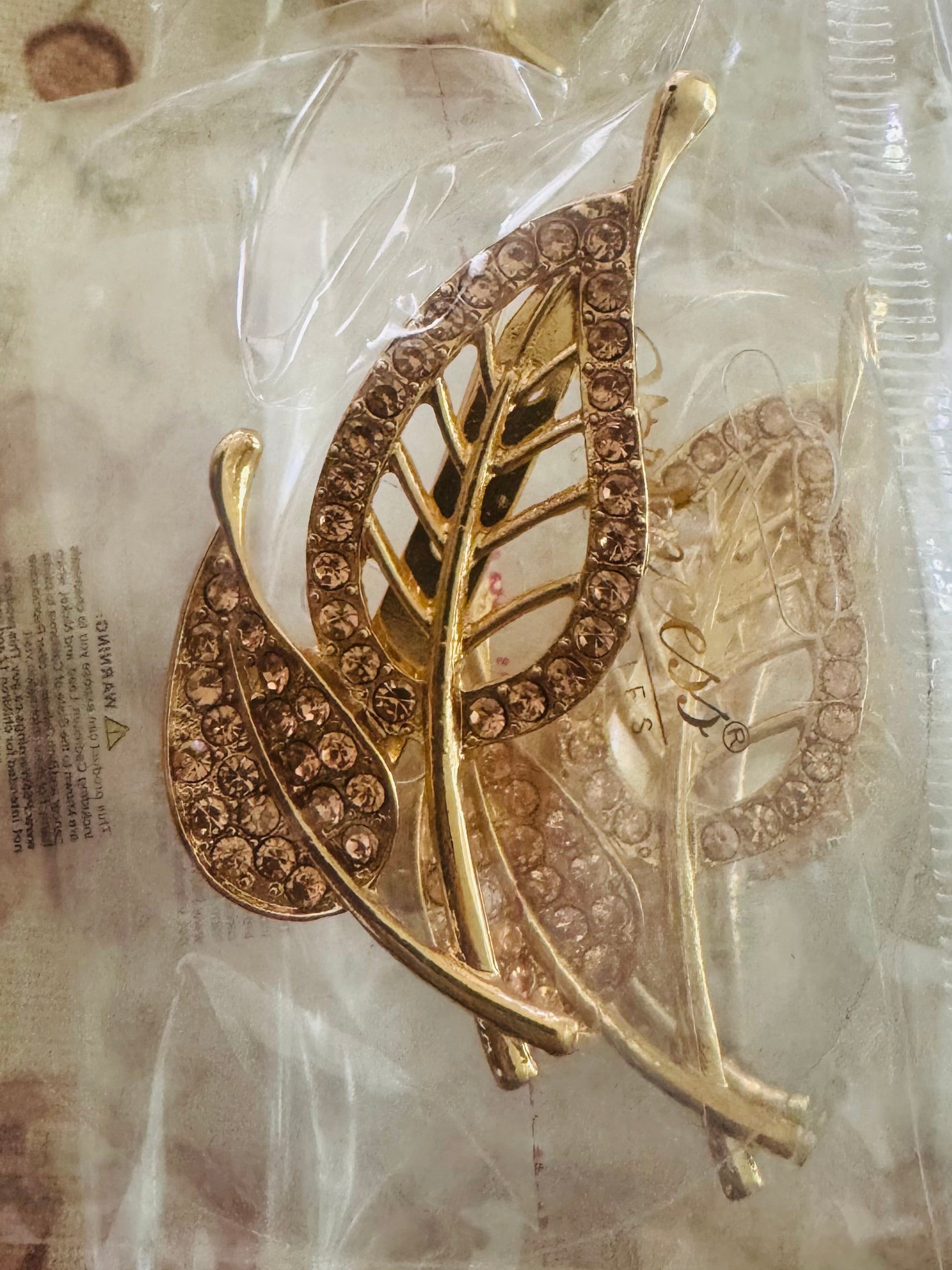 Beaded Rhinestone Leaf Brooch (Multiple Colors)