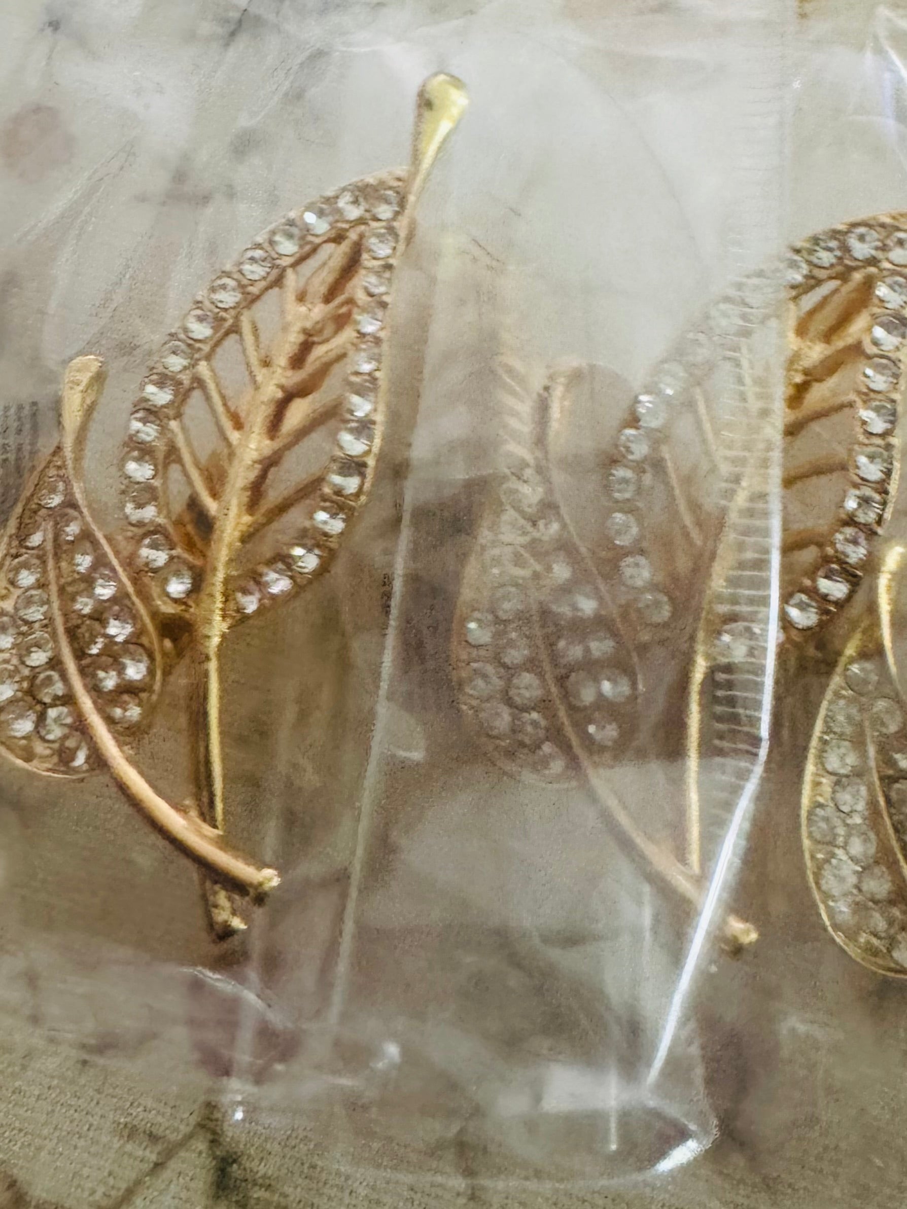 Beaded Rhinestone Leaf Brooch (Multiple Colors)