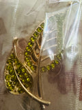 Beaded Rhinestone Leaf Brooch (Multiple Colors)