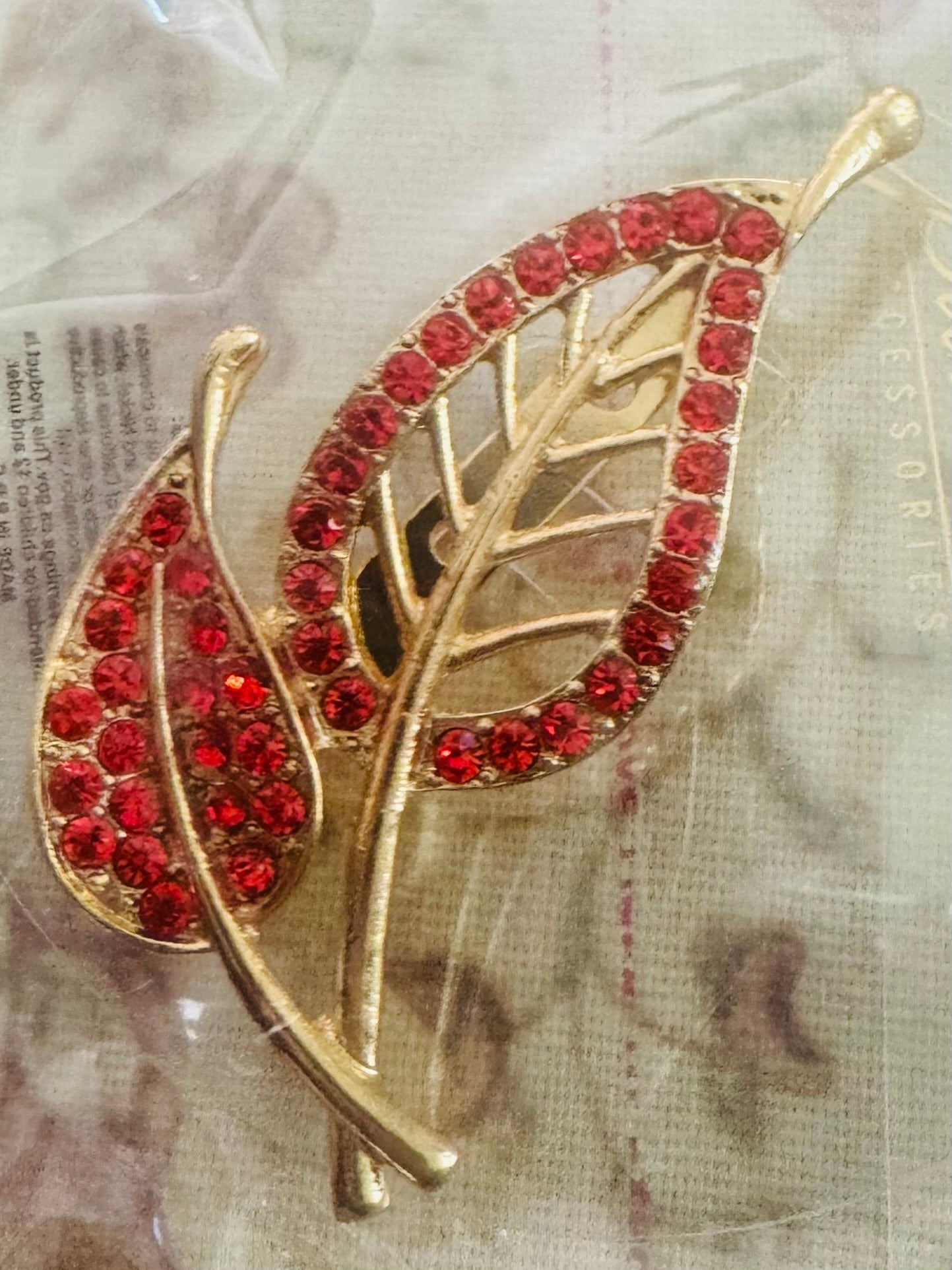 Beaded Rhinestone Leaf Brooch (Multiple Colors)
