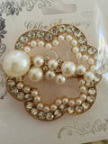Bloom Beaded Pearl & Rhinestone Brooch (Gold & Silver)