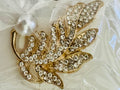 Feather and Pearl Brooch (Gold/Silver)