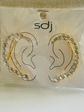Gold Beaded Rhinestone Earlobe Cuff