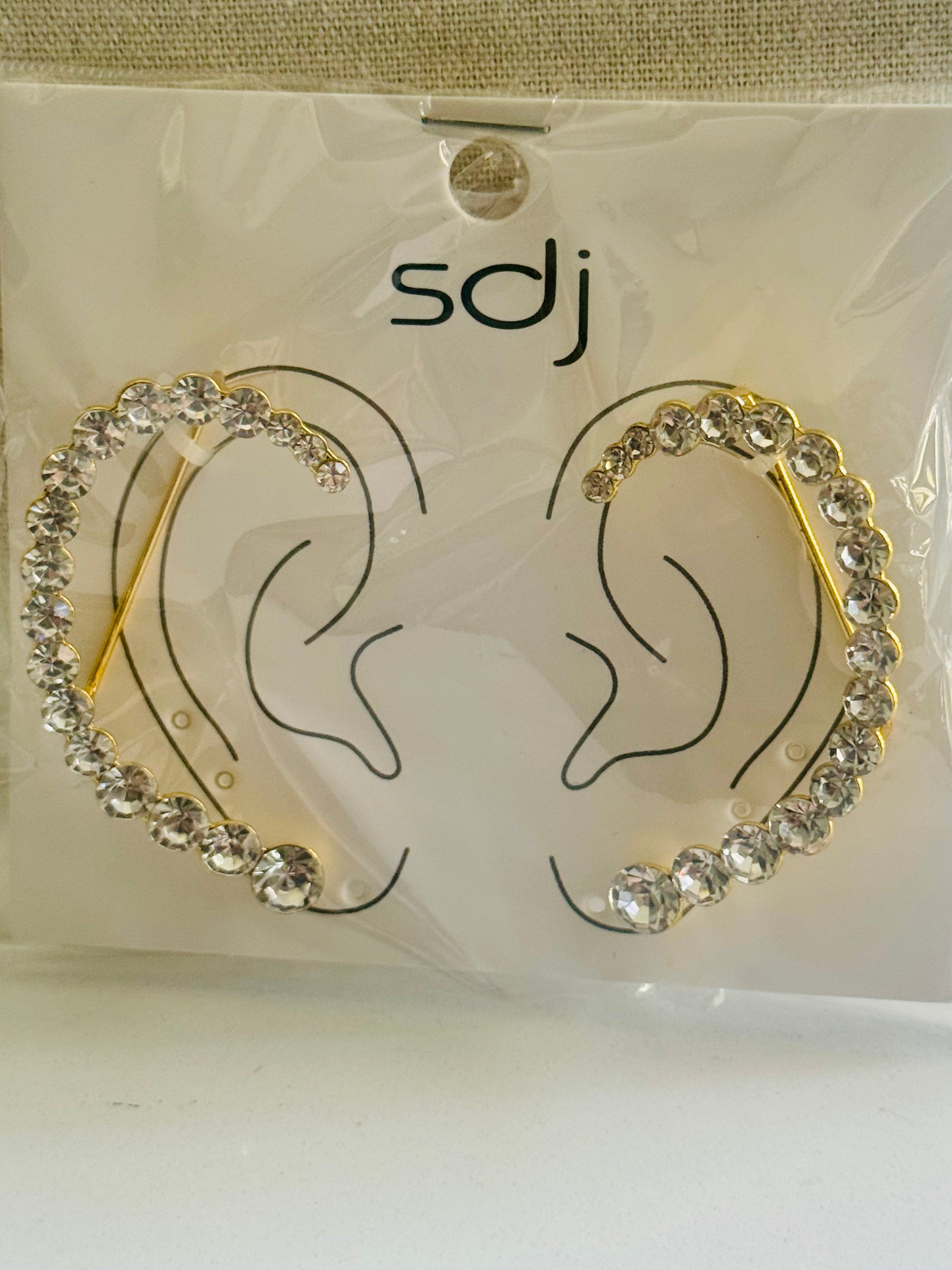 Gold Beaded Rhinestone Earlobe Cuff