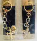 Beaded Luxe Dual-Tone Cross Handbag Charm (Pearl or Rhinestone)